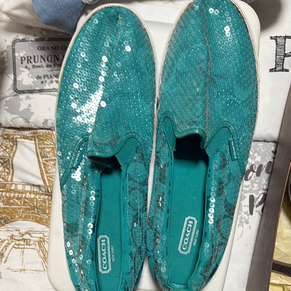 Coach turquoise Sneakers with Streamlined Design